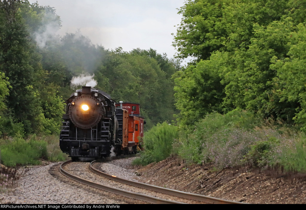 Steaming around the curve approaching LaPrairie Town Hall Road